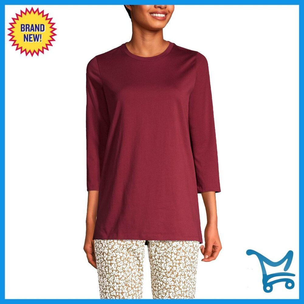 Supima Cotton Tunic 3/4 Sleeve Crewneck Relaxed Fit Layering Essential